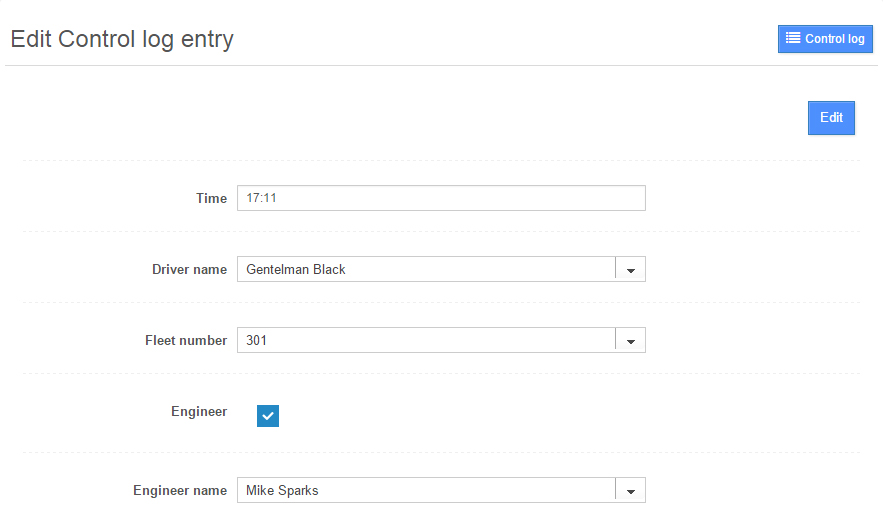 Edition of created entry
