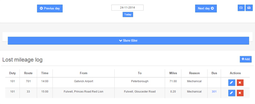 Lost mileage log entries