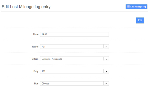 Edition of lost mileage log entry